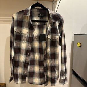 Filson Brown and Cream Plaid Button-Up Shirt